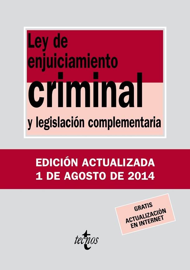 LEY DE ENJUICIAMIENTO CRIMINAL | 9788430962426 | EDITORIAL TECNOS | Llibreria Online de Vilafranca del Penedès | Comprar llibres en català