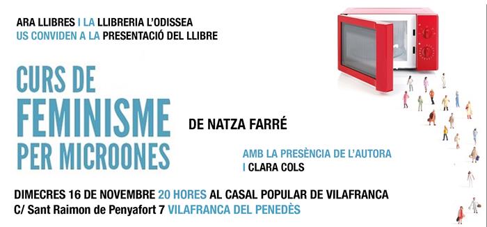 Natza Farré presentarà el llibre “Curs de feminisme per microones”  | Llibreria Online de Vilafranca del Penedès | Comprar llibres en català