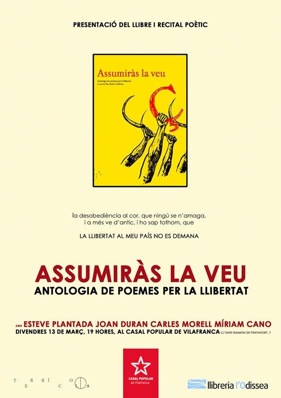 "Assumiràs la veu" presentació i recital - Llibreria Online de Vilafranca del Penedès | Comprar llibres en català