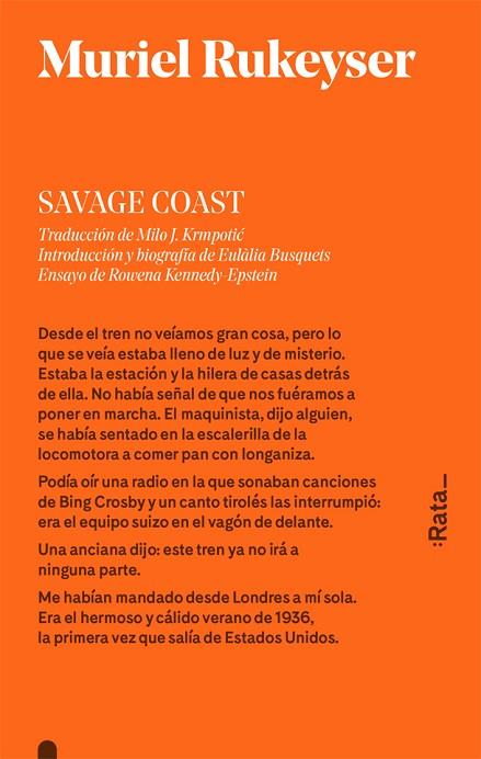SAVAGE COAST | 9788416738113 | RUKEYSER, MURIEL | Llibreria Online de Vilafranca del Penedès | Comprar llibres en català