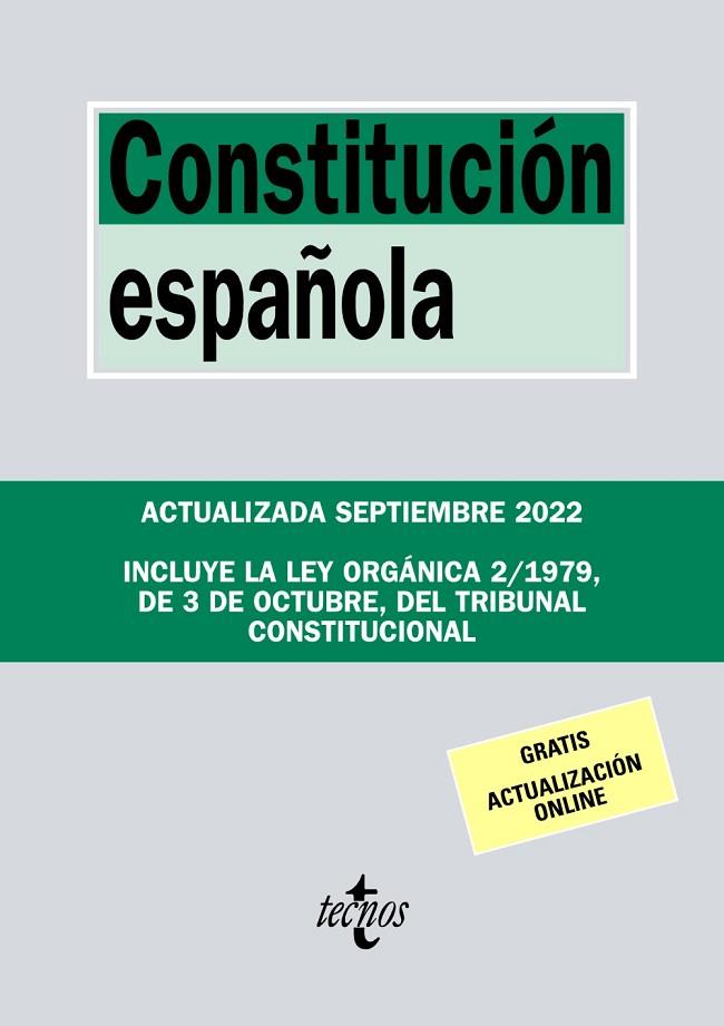 CONSTITUCIÓN ESPAÑOLA ( 2022 ) | 9788430985661 | EDITORIAL TECNOS | Llibreria L'Odissea - Libreria Online de Vilafranca del Penedès - Comprar libros