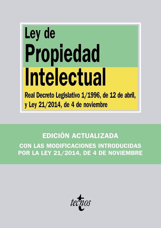 LEY DE PROPIEDAD INTELECTUAL | 9788430965373 | EDITORIAL TECNOS | Llibreria Online de Vilafranca del Penedès | Comprar llibres en català