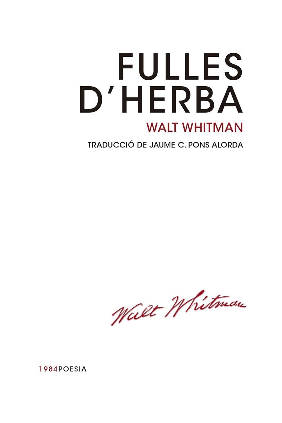 FULLES D'HERBA | 9788415835301 | WHITMAN, WALT | Llibreria Online de Vilafranca del Penedès | Comprar llibres en català