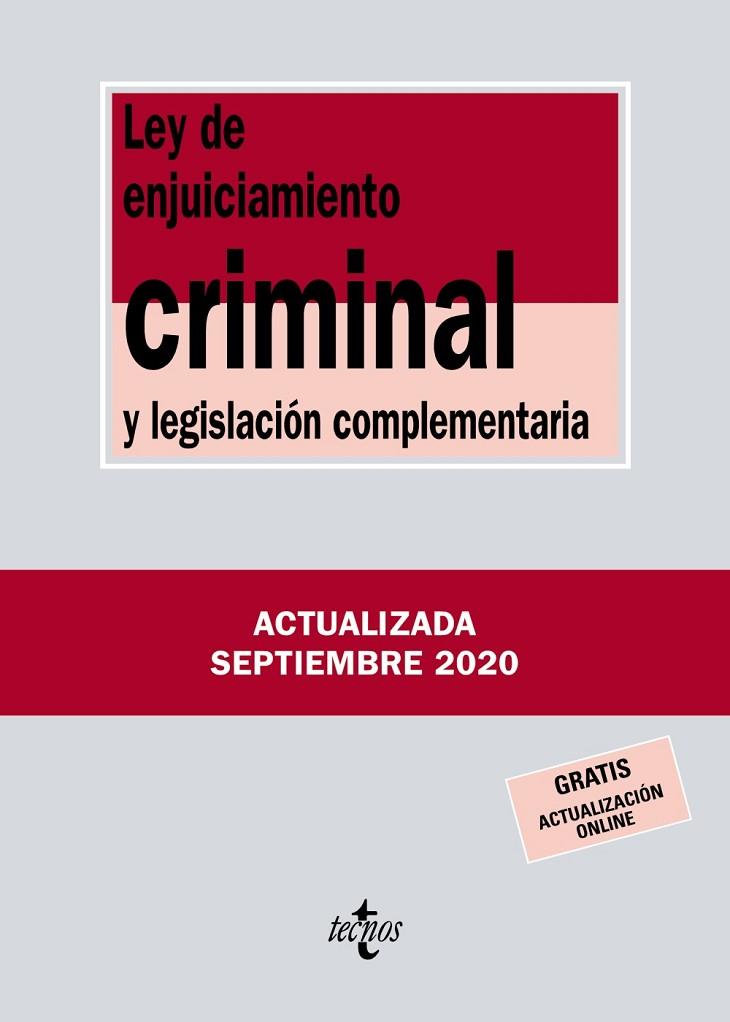LEY DE ENJUICIAMIENTO CRIMINAL Y LEGISLACIÓN COMPLEMENTARIA | 9788430980093 | EDITORIAL TECNOS | Llibreria Online de Vilafranca del Penedès | Comprar llibres en català