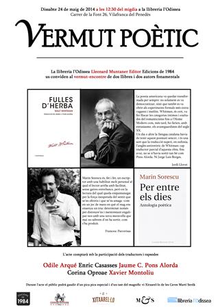 Vermut poètic amb Whitman i Sorescu | Llibreria Online de Vilafranca del Penedès | Comprar llibres en català