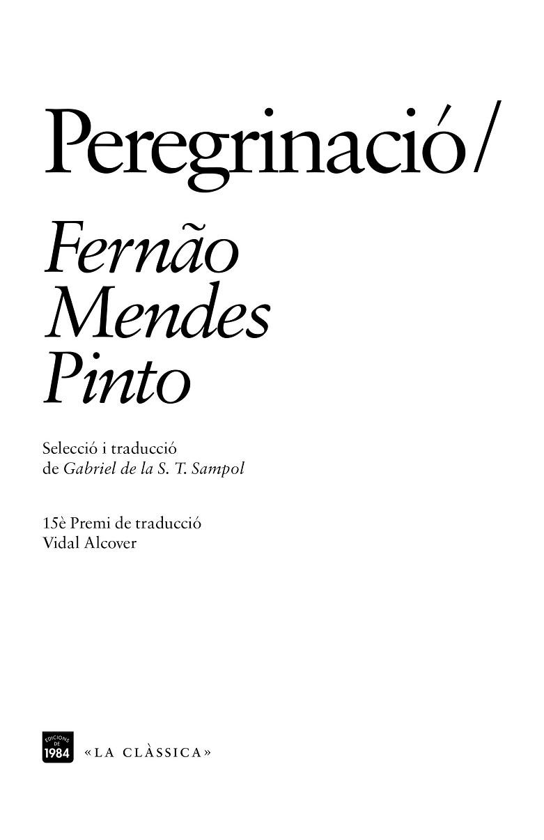 PEREGRINACIÓ | 9788416987221 | PINTO, FERNÃO MENDES | Llibreria Online de Vilafranca del Penedès | Comprar llibres en català