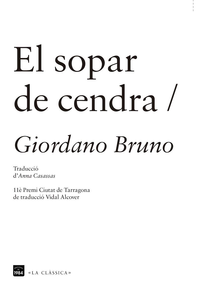 EL SOPAR DE CENDRA | 9788415835288 | BRUNO, GIORDANO | Llibreria Online de Vilafranca del Penedès | Comprar llibres en català