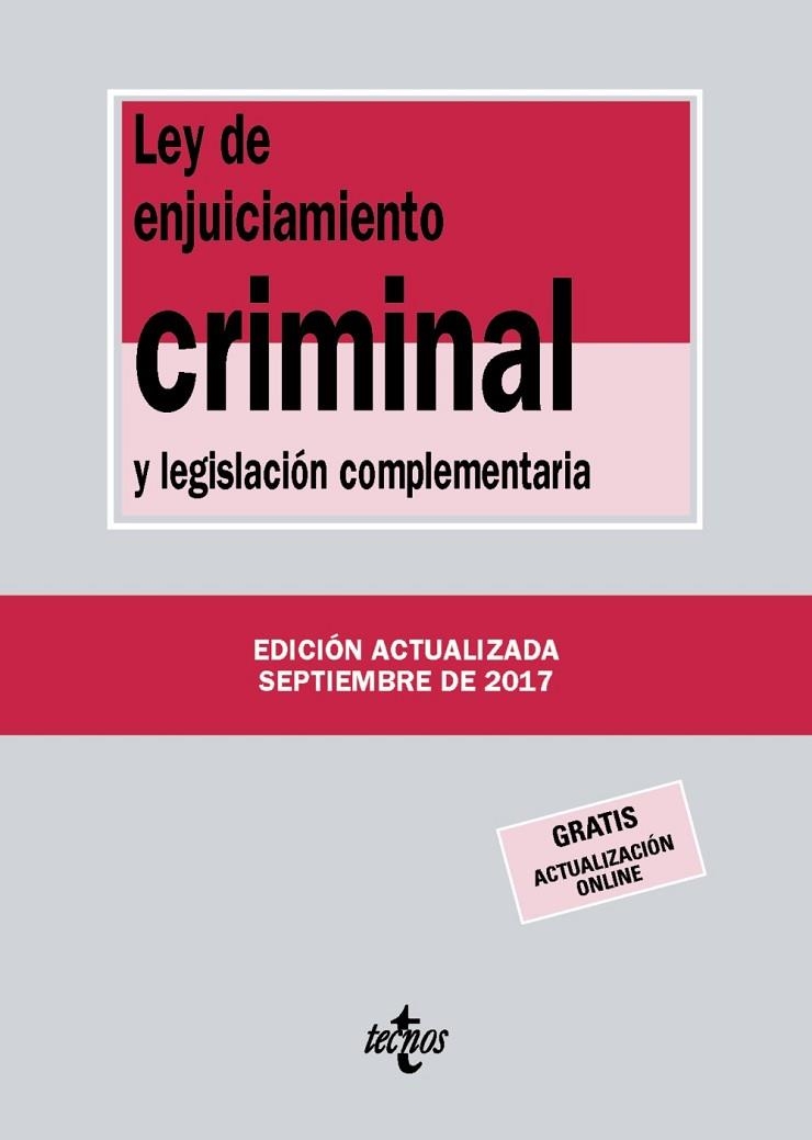 LEY DE ENJUICIAMIENTO CRIMINAL Y LEGISLACIÓN COMPLEMENTARIA | 9788430971848 | EDITORIAL TECNOS | Llibreria L'Odissea - Libreria Online de Vilafranca del Penedès - Comprar libros
