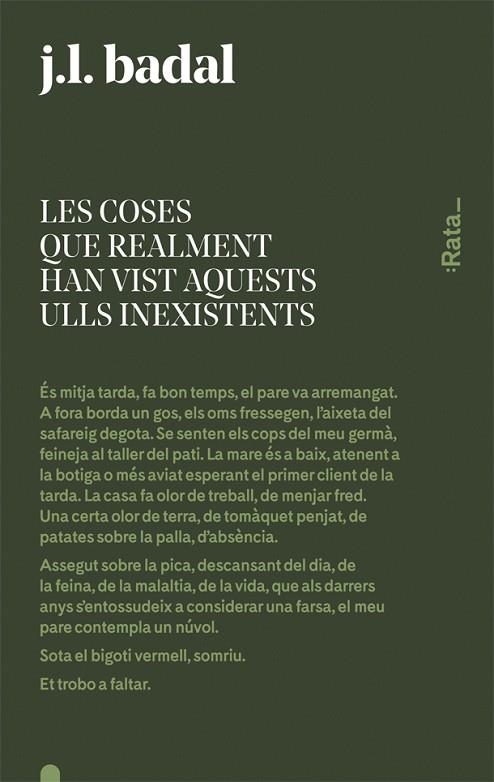 LES COSES QUE REALMENT HAN VIST AQUESTS ULLS INEXISTENTS | 9788416738144 | BADAL, JOSEP LLUÍS | Llibreria L'Odissea - Libreria Online de Vilafranca del Penedès - Comprar libros