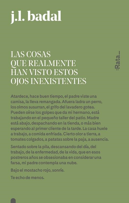 LAS COSAS QUE REALMENTE HAN VISTO ESTOS OJOS INEXISTENTES | 9788416738151 | BADAL, JOSEP LLUÍS | Llibreria Online de Vilafranca del Penedès | Comprar llibres en català