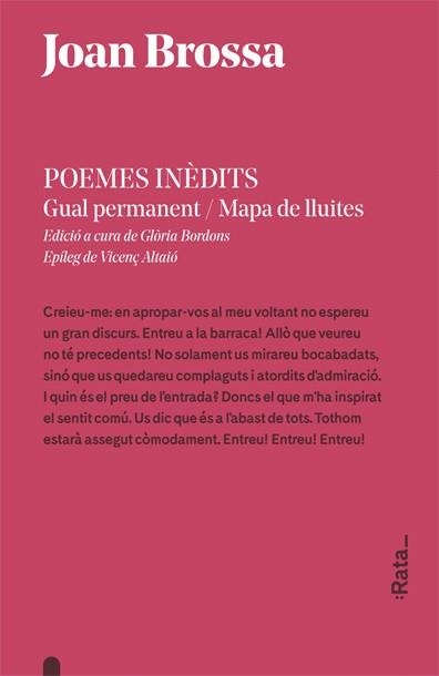 POEMES INÈDITS | 9788416738243 | BROSSA I CUERVO, JOAN | Llibreria Online de Vilafranca del Penedès | Comprar llibres en català
