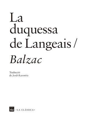LA DUQUESSA DE LANGEAIS | 9788418858161 | BALZAC, HONORÉ DE | Llibreria Online de Vilafranca del Penedès | Comprar llibres en català
