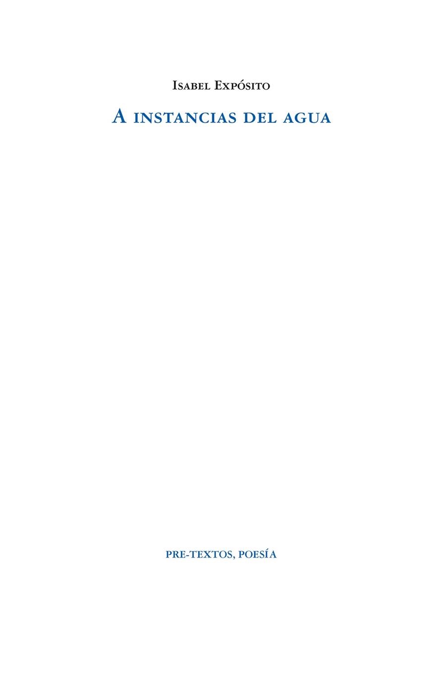 A INSTANCIAS DEL AGUA | 9788419633040 | EXPÓSITO, ISABEL | Llibreria L'Odissea - Libreria Online de Vilafranca del Penedès - Comprar libros