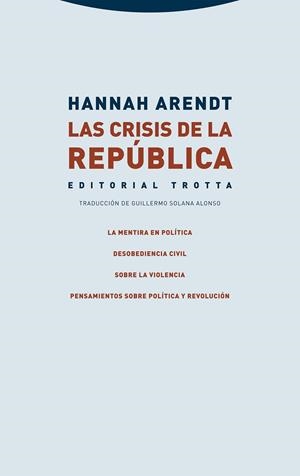 LAS CRISIS DE LA REPÚBLICA | 9788413641102 | ARENDT, HANNAH | Llibreria L'Odissea - Libreria Online de Vilafranca del Penedès - Comprar libros