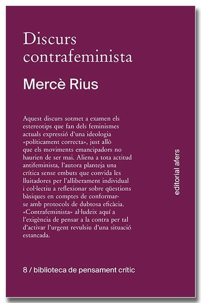 DISCURS CONTRAFEMINISTA | 9788418618758 | RIUS SANTAMARIA, MERCÈ | Llibreria Online de Vilafranca del Penedès | Comprar llibres en català
