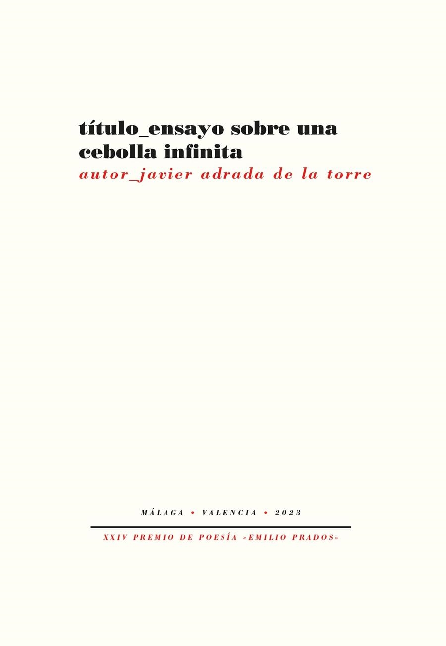 ENSAYO SOBRE UNA CEBOLLA INFINITA | 9788419633873 | ADRADA DE LA TORRE, JAVIER | Llibreria L'Odissea - Libreria Online de Vilafranca del Penedès - Comprar libros