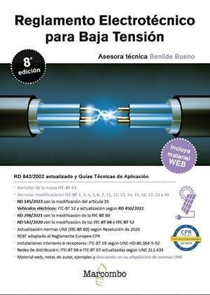 REGLAMENTO ELECTROTECNICO DE BAJA TENSION 8A EDICIÓN MARCOMBO | 9788426738714 | BUENO GONZÁLEZ, BENILDE | Llibreria L'Odissea - Libreria Online de Vilafranca del Penedès - Comprar libros