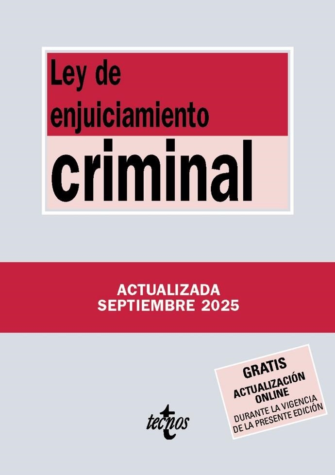 LEY DE ENJUICIAMIENTO CRIMINAL | 9788430993185 | EDITORIAL TECNOS | Llibreria L'Odissea - Libreria Online de Vilafranca del Penedès - Comprar libros